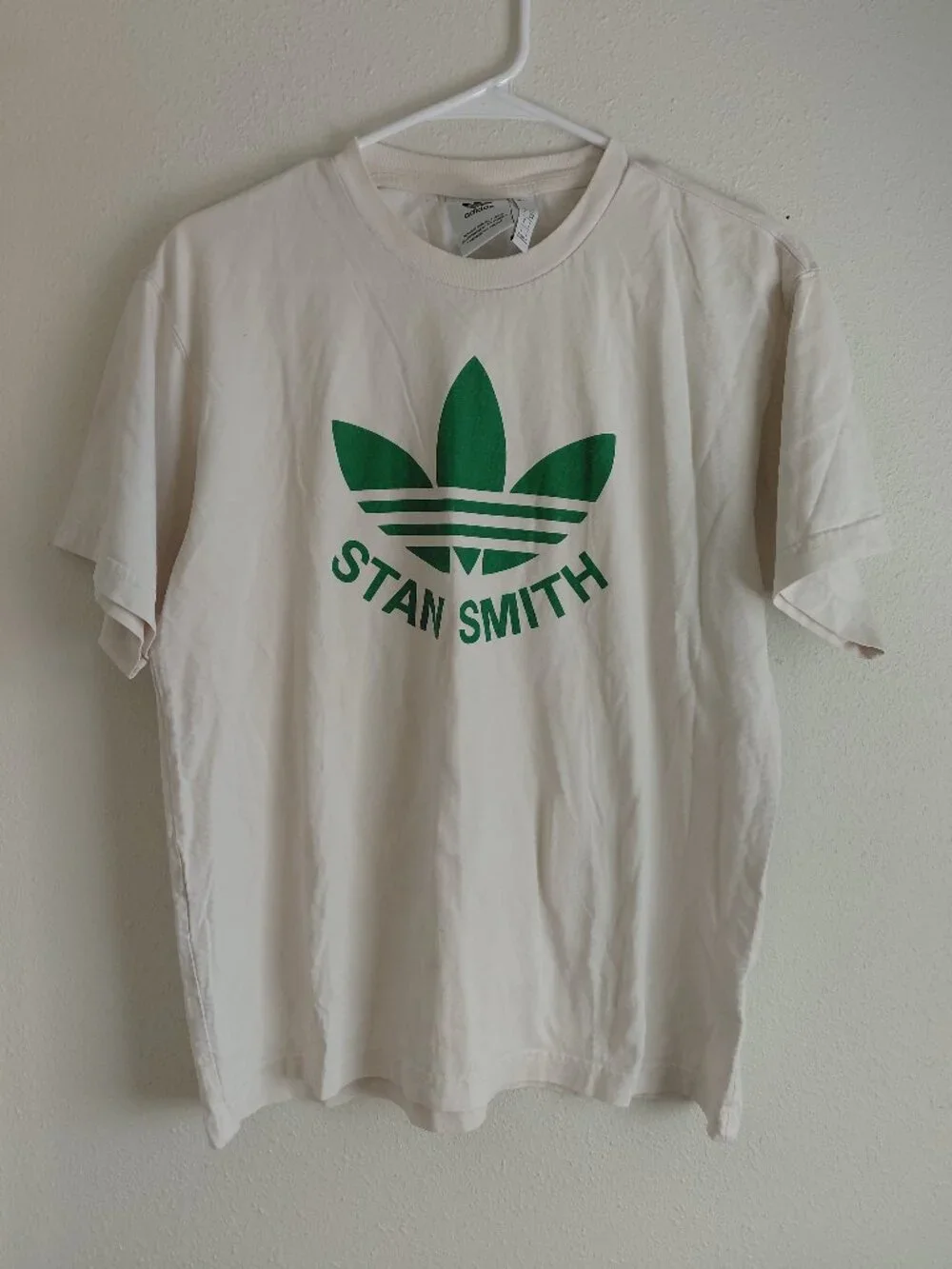 Adidas Stan Smith Cream White Tee Green Short Sleeve Small